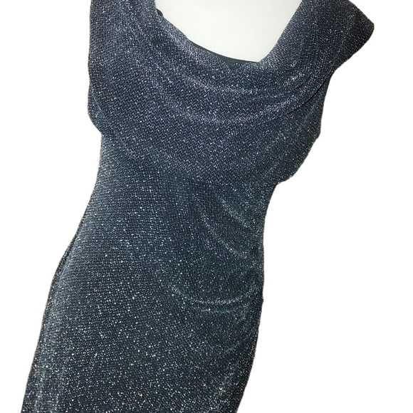 lauren ralph lauren Dress 14 Midi Sleeveless Sparkly Black Metallic Formal Gown. - Picture 2 of 4